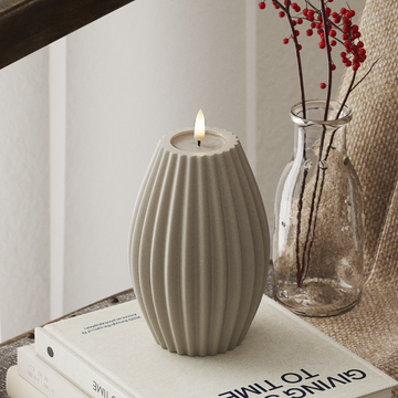 Deluxe Homeart LED Rillenkerzen T 10 x H 15 cm Sand LED Rillenkerzen 4