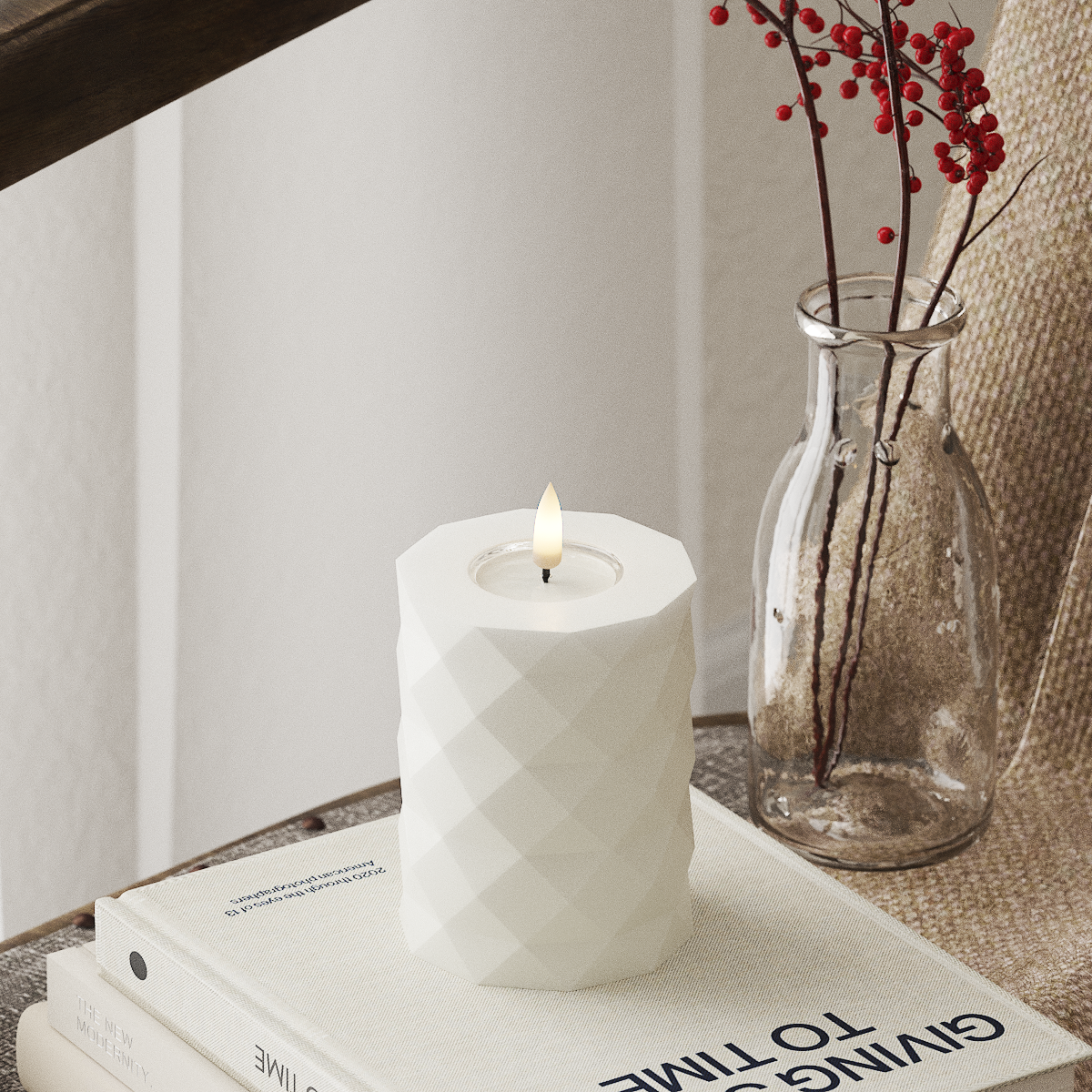 Deluxe Homeart Square LED Blockkerzen Ø 7,5 x 10 cm Weiß LED Square 4