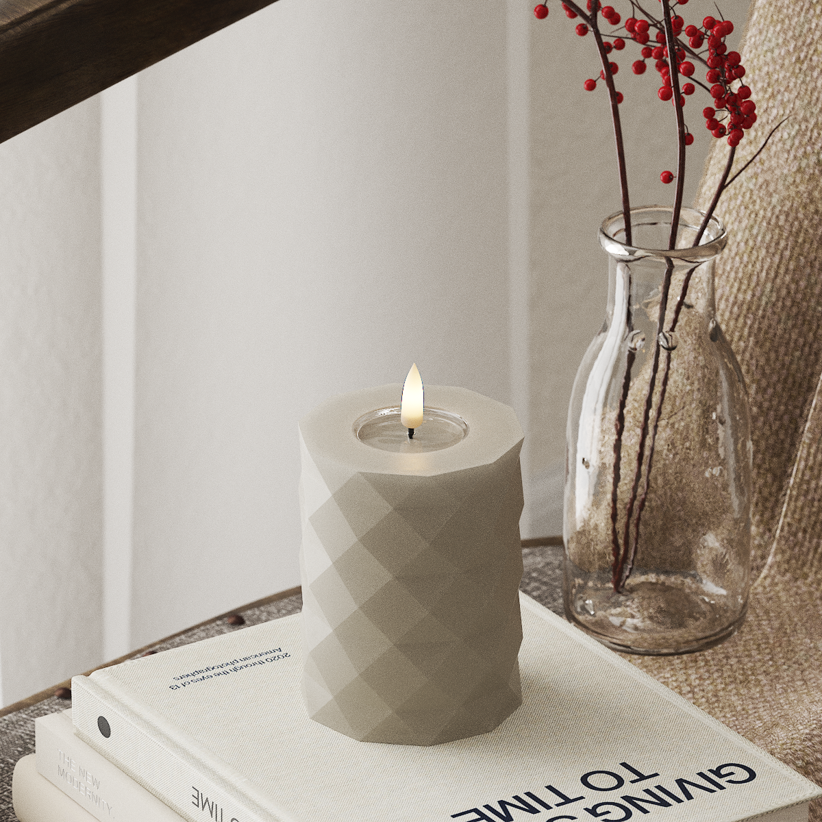 Deluxe Homeart Square LED Blockkerzen Ø 7,5 x 10 cm Sand LED Square 4