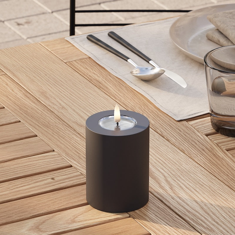 Deluxe Homeart Udendørs LED Bloklys Ø 7,5 x 10 cm Sort