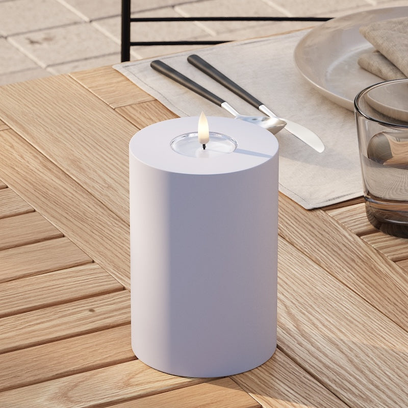 Deluxe Homeart Draußen LED Blockkerzen Ø 10 x 15 cm Verblasst Blau LED Außenleuchte Blockkerzen 2