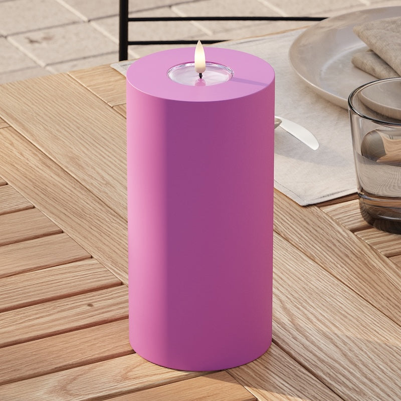 Deluxe Homeart Draußen LED Blockkerzen Ø 10 x 20 cm Magenta
