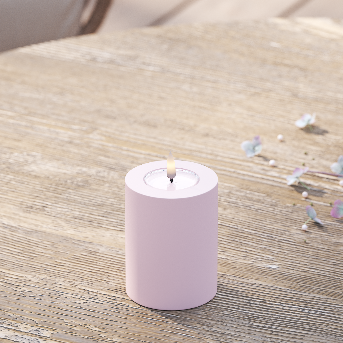 Deluxe Homeart Draußen LED Blockkerzen Ø 7,5 x 10 cm Verblasst Rot LED Außenleuchte Blockkerzen 2