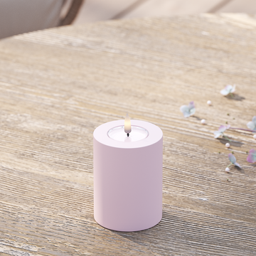 Deluxe Homeart Draußen LED Blockkerzen Ø 7,5 x 10 cm Verblasst Rot LED Außenleuchte Blockkerzen 2