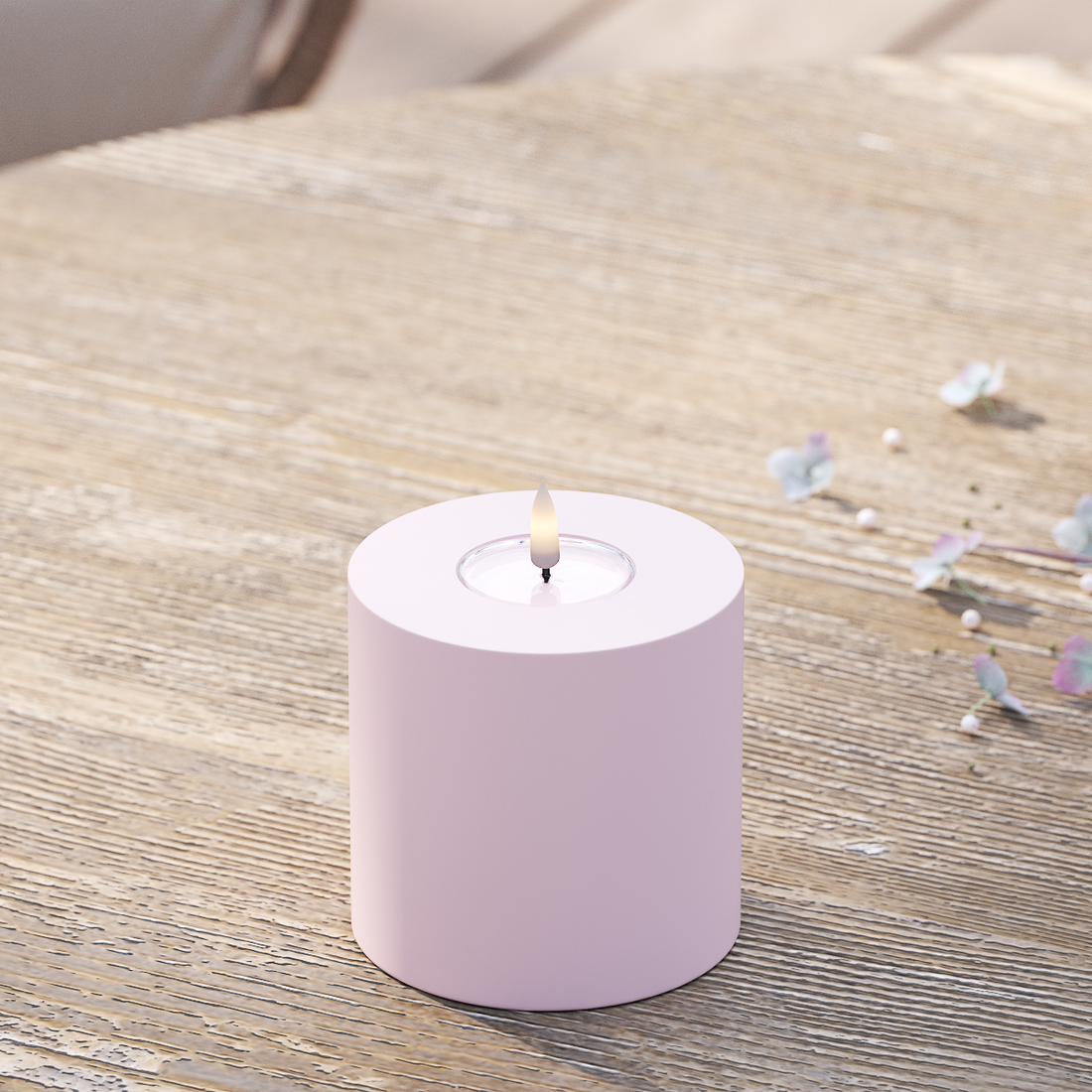 Deluxe Homeart Draußen LED Blockkerzen Ø 10 x 10 cm Verblasst Rot LED Außenleuchte Blockkerzen 2