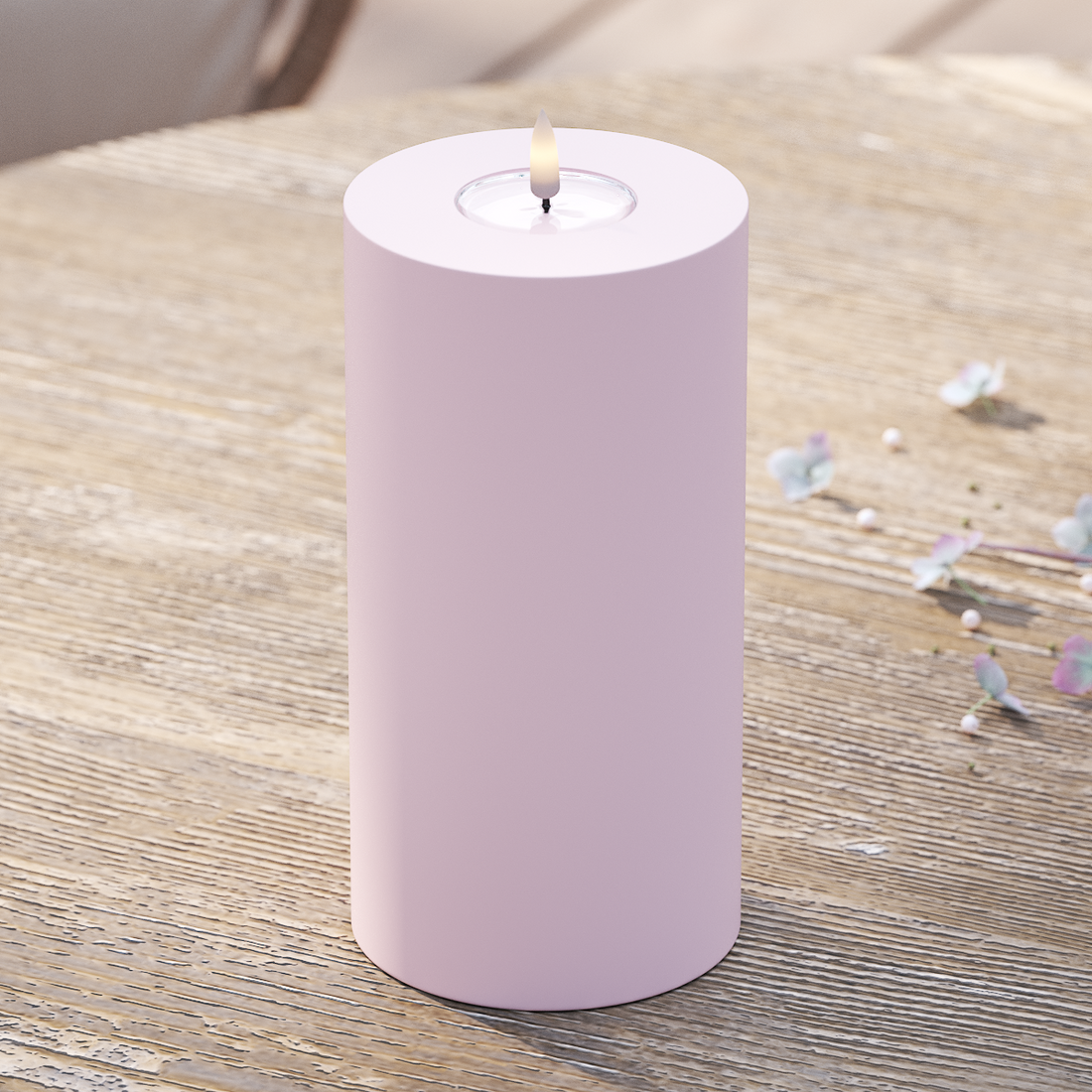 Deluxe Homeart Utendørs LED Blokklys Ø 10 x 20 cm Støvet rød LED utendørs lysblokklys 2