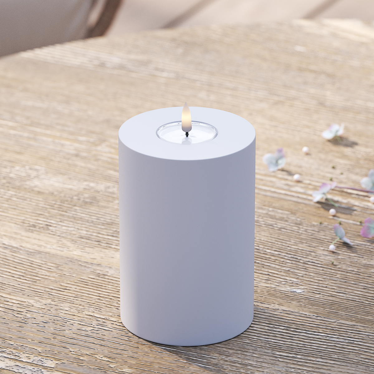 Deluxe Homeart Draußen LED Blockkerzen Ø 10 x 15 cm Verblasst Blau LED Außenleuchte Blockkerzen 2