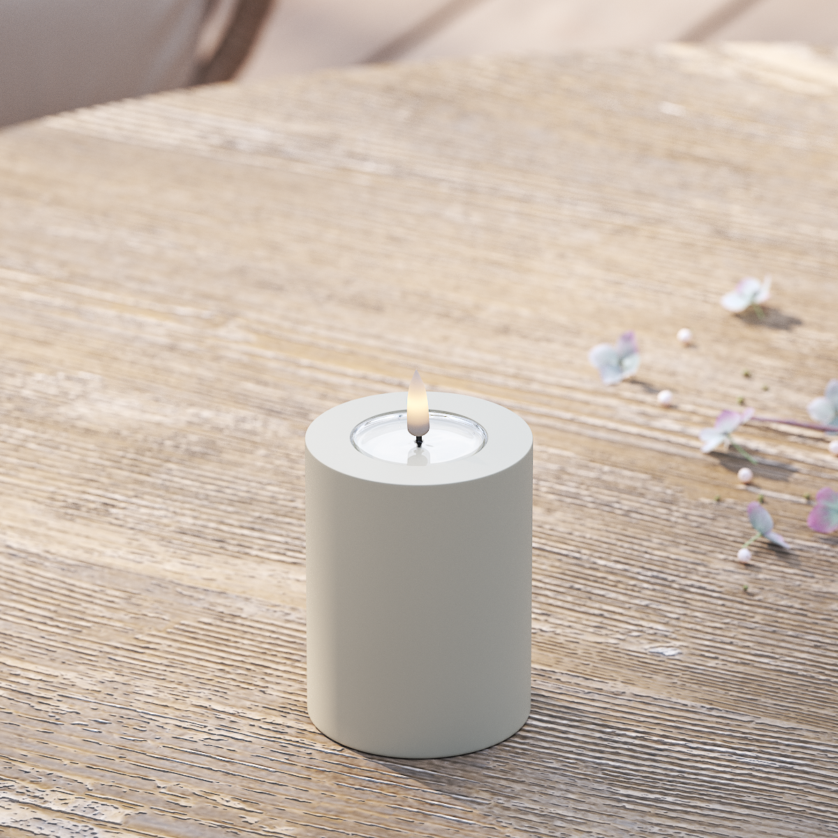 Deluxe Homeart Draußen LED Blockkerzen Ø 7,5 x 10 cm Sand LED Außenleuchte Blockkerzen 2