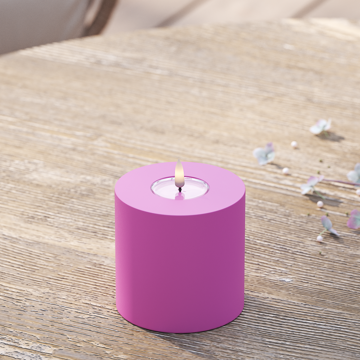 Deluxe Homeart Draußen LED Blockkerzen Ø 10 x 10 cm Magenta LED Außenleuchte Blockkerzen 2