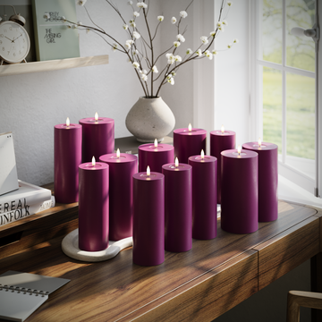 Deluxe Homeart LED Blockljus paket - Violet - 6 x 7,5 x 20 | 6x 10 x 20 cm förpackning 1
