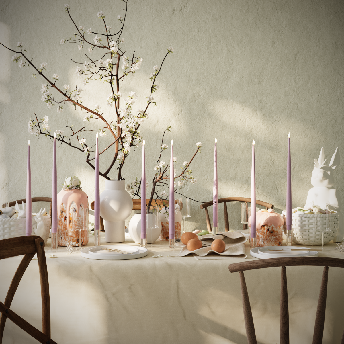 Deluxe Homeart LED Kerzenlicht Mit Lack Paket - Helllila - 8 Stück 38 cm Kerzenlicht Mit Lack Paket 1