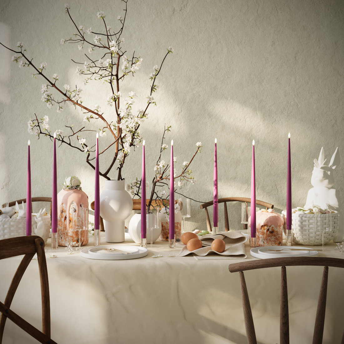 Deluxe Homeart LED Kertelys pakke - Violet - 8 stk 38 cm kertelys pakke 1