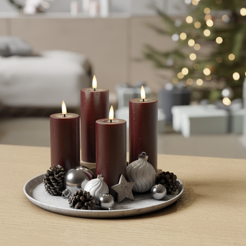 Deluxe Homeart Burgunderrot Blockkerzen Paket 4 x ø 5 x 12,5 1