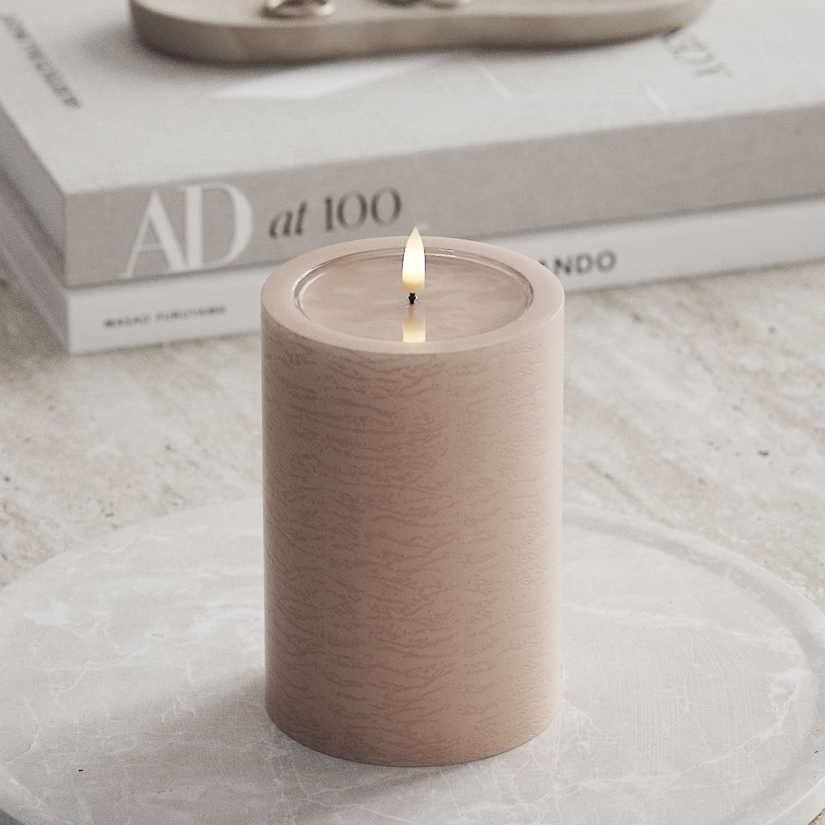 Deluxe Homeart Unique LED Blockkerzen T 10 x 15 cm Rosa unique Blockkerzen 1