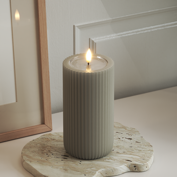 Deluxe Homeart Unique LED Rillenkerzen T 8 x 15 cm Sand unique Rillenkerzen 3