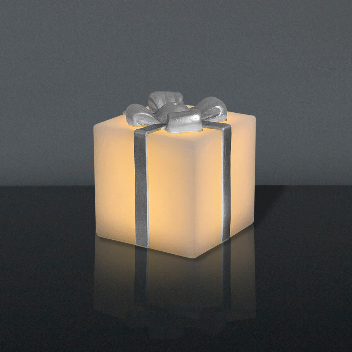 LED-Geschenk mit Silberschleife (Mittel)